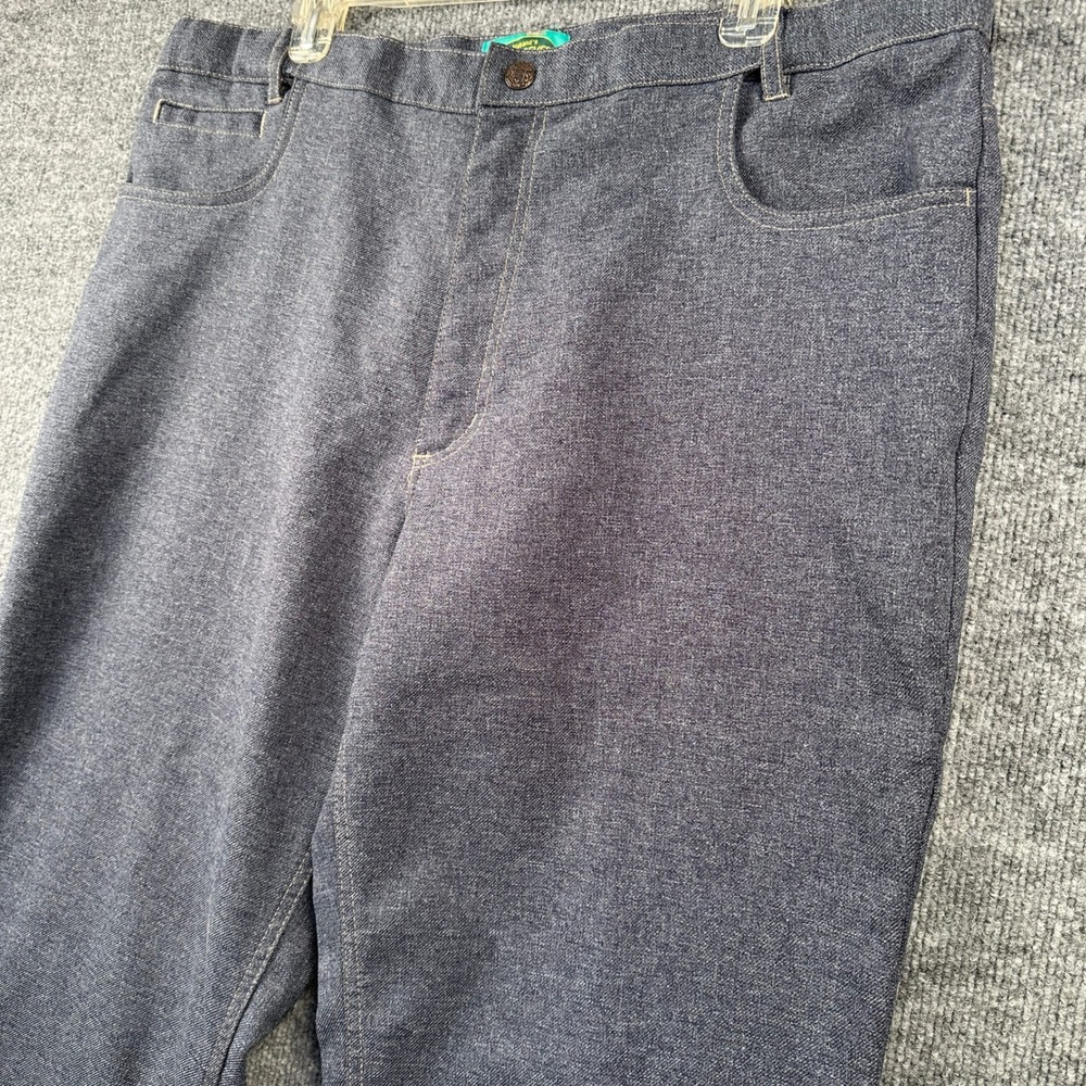 Haband Fit-Forever Mens Blue Polyester Elastic Waist Straight Leg Pants W40 L30